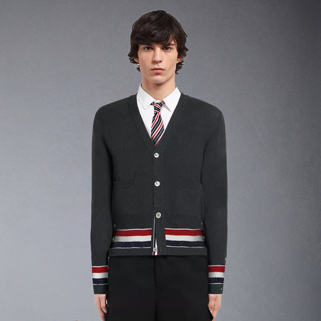 Thom Browne 4-Bar Thick knitted jacket
