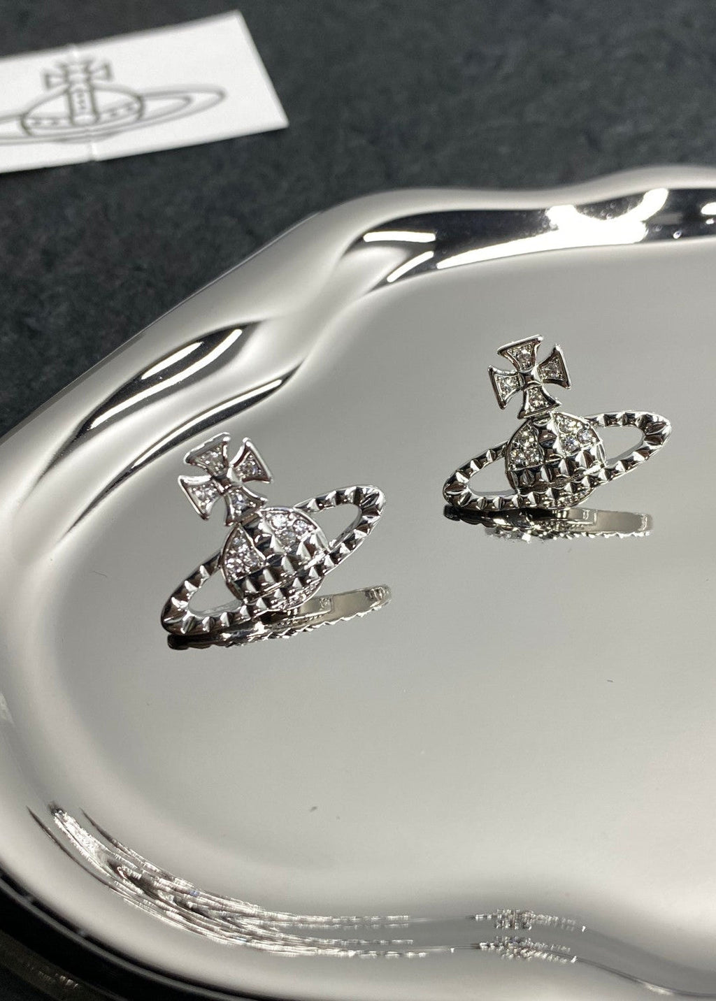 Vivienne Westwood Minimalist Planet & Cross Stud Earrings